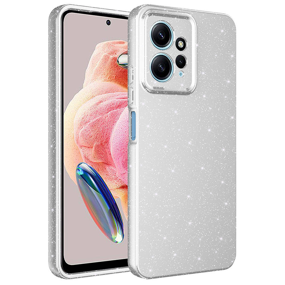 Xiaomi Uyumlu  Redmi Note 12 4G Kılıf Kamera Korumalı Simli Lüks Zore Koton Kapak-Gümüş