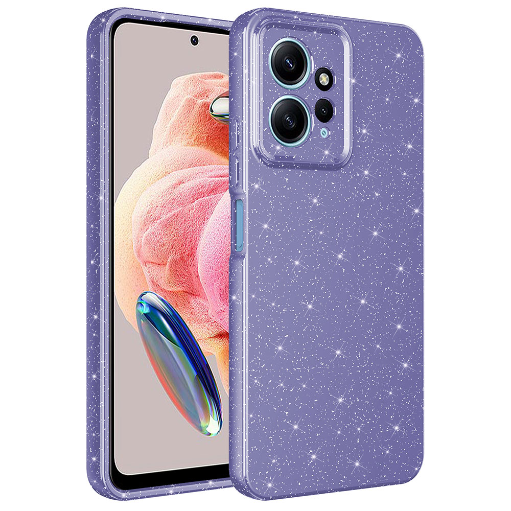 Xiaomi Uyumlu  Redmi Note 12 4G Kılıf Kamera Korumalı Simli Lüks Zore Koton Kapak-Mor