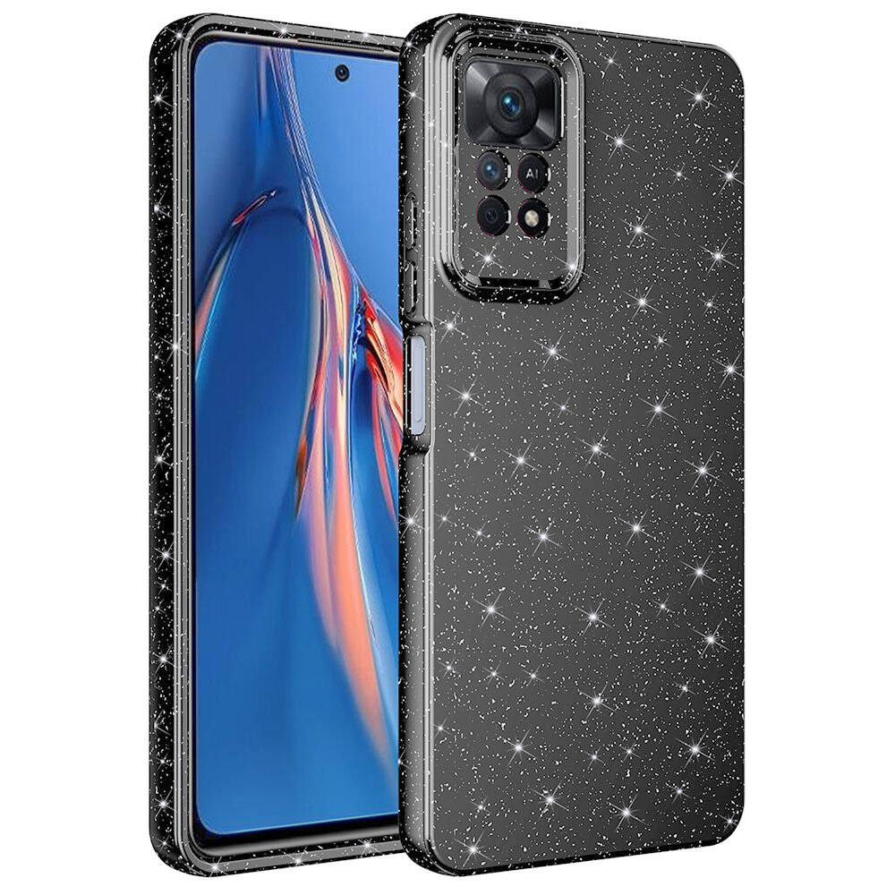 Xiaomi Uyumlu  Redmi Note 12 Pro 4G Kılıf Kamera Korumalı Simli Lüks Zore Koton Kapak-Gri