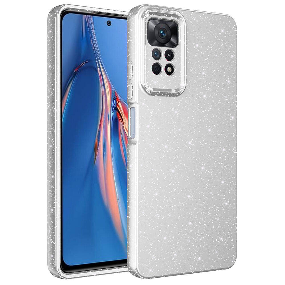 Xiaomi Uyumlu  Redmi Note 12 Pro 4G Kılıf Kamera Korumalı Simli Lüks Zore Koton Kapak-Gümüş