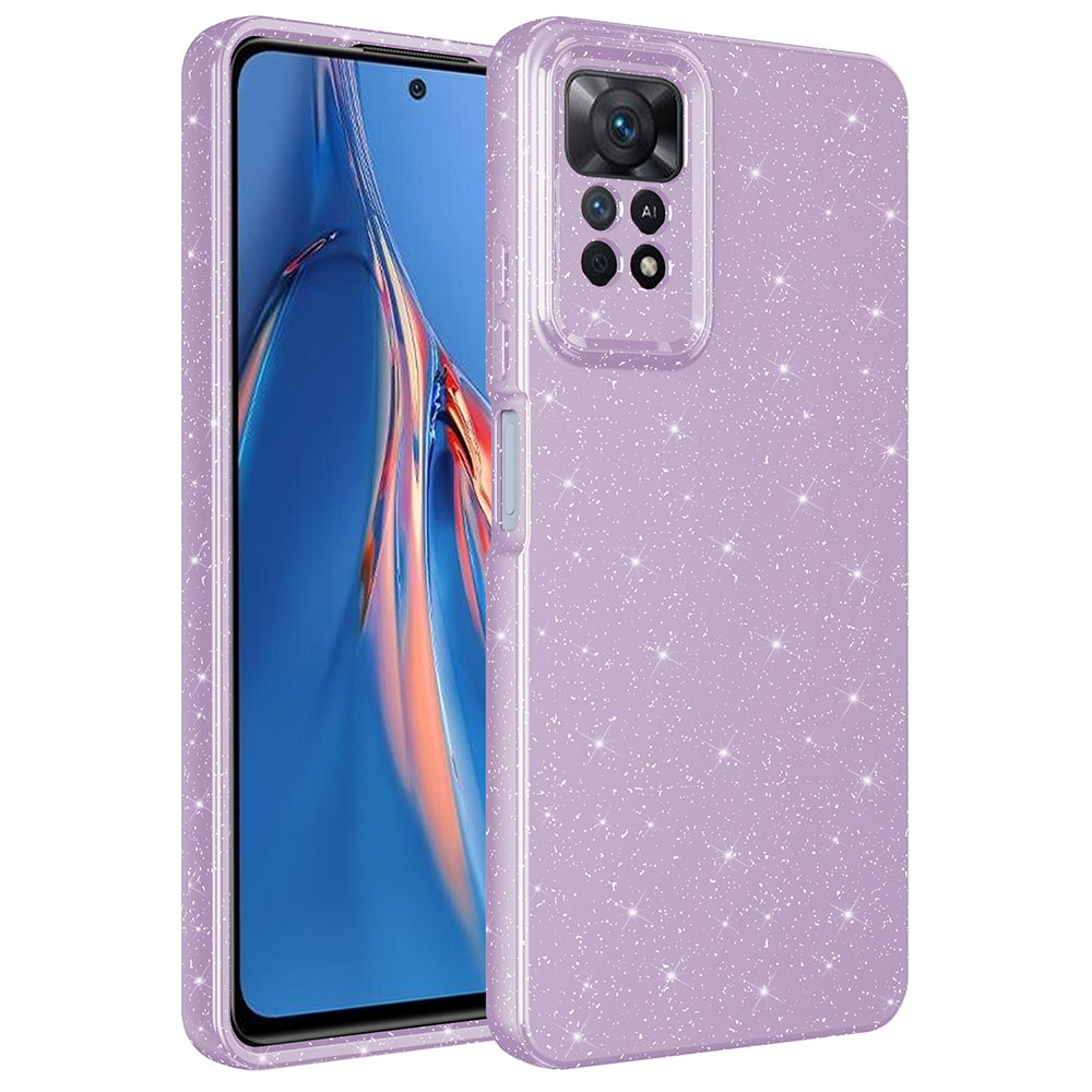Xiaomi Uyumlu  Redmi Note 12 Pro 4G Kılıf Kamera Korumalı Simli Lüks Zore Koton Kapak-Lila