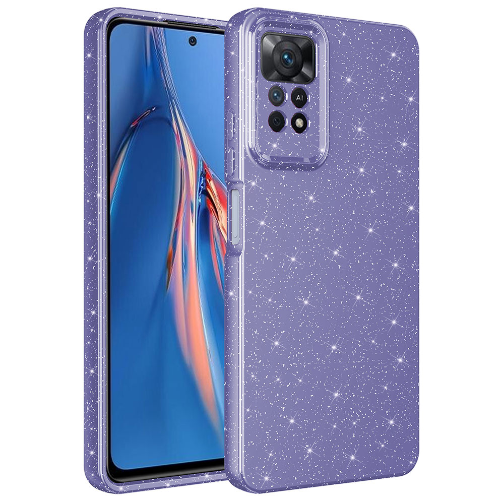 Xiaomi Uyumlu  Redmi Note 12 Pro 4G Kılıf Kamera Korumalı Simli Lüks Zore Koton Kapak-Mor