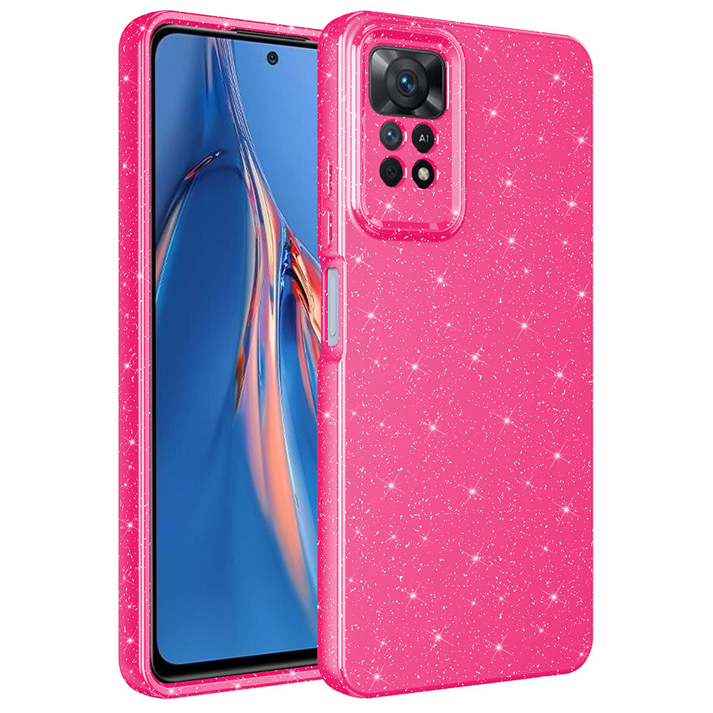 Xiaomi Uyumlu  Redmi Note 12 Pro 4G Kılıf Kamera Korumalı Simli Lüks Zore Koton Kapak-Pembe koyu