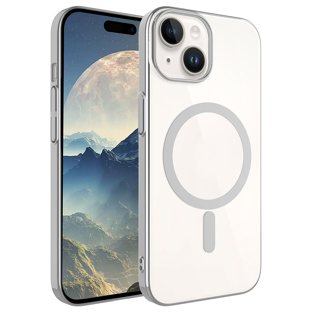iPhone Uyumlu 15 Kılıf Zore Wireless Şarj Özellikli Pixel M-safe Kapak-Koyu gri