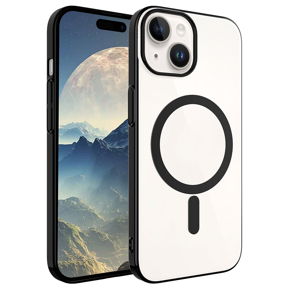 iPhone Uyumlu 15 Kılıf Zore Wireless Şarj Özellikli Pixel M-safe Kapak-Siyah