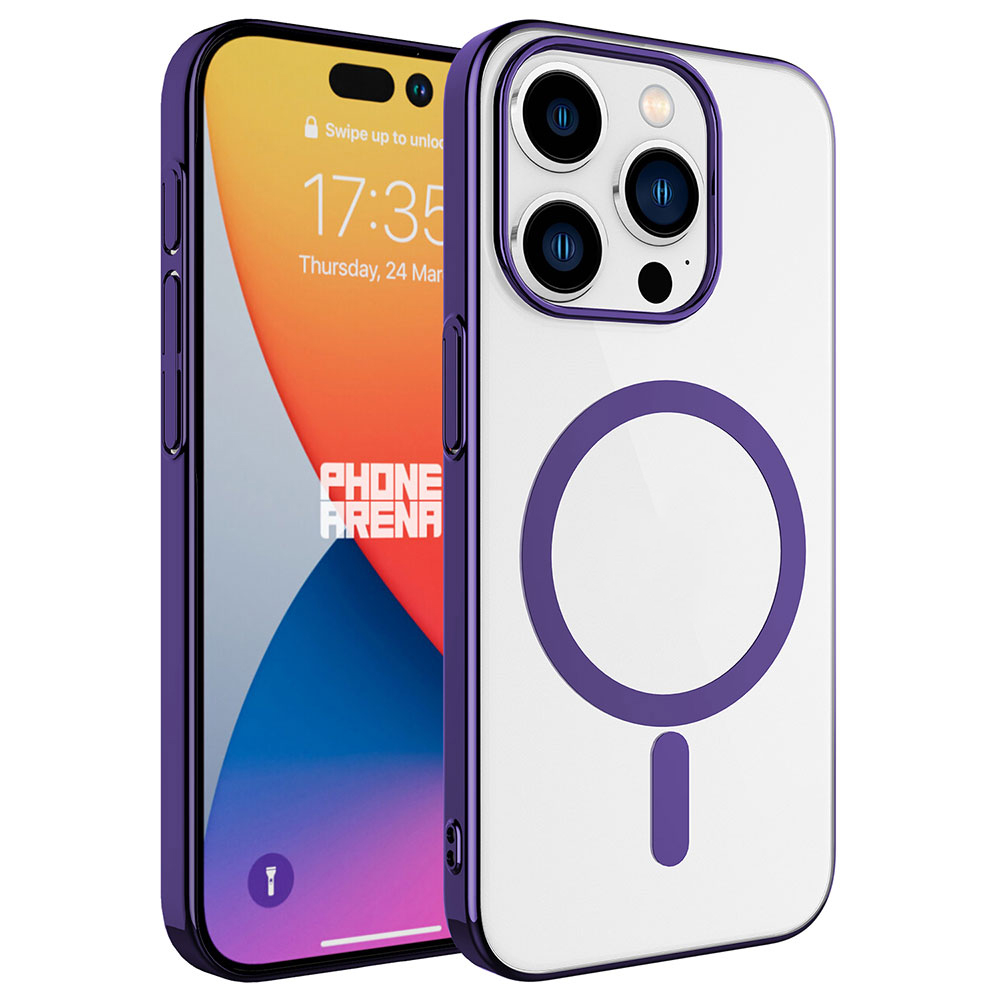 iPhone Uyumlu 15 Pro Max Kılıf Zore Wireless Şarj Özellikli Pixel M-safe Kapak-Derin mor