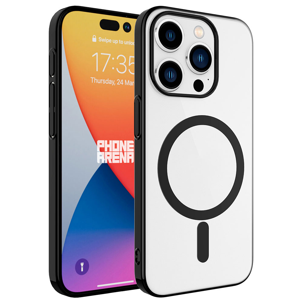 iPhone Uyumlu 15 Pro Max Kılıf Zore Wireless Şarj Özellikli Pixel M-safe Kapak-Siyah