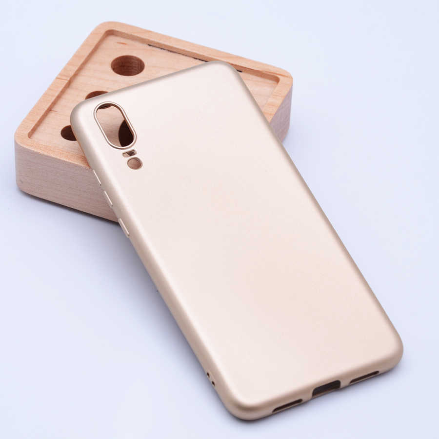 Huawei Uyumlu P20 Kılıf Zore Premier Silikon Kapak-Gold
