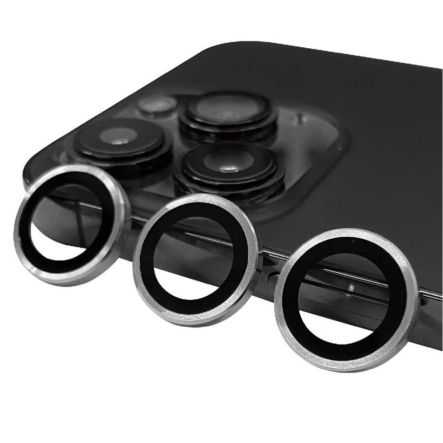 iPhone Uyumlu 15 Pro Max Zore CL-07 Kamera Lens Koruyucu-Gümüş