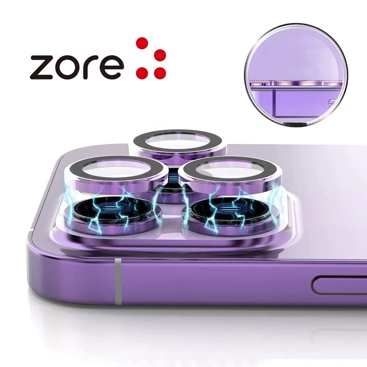 iPhone Uyumlu 15 Pro Zore CL-12 Premium Safir Parmak İzi Bırakmayan Anti-Reflective Kamera Lens Koruyucu