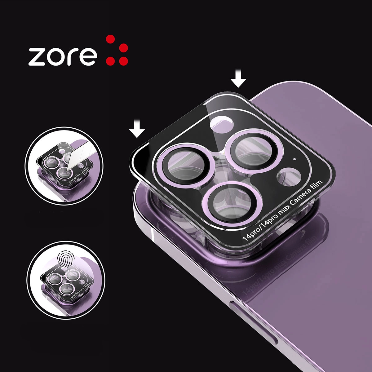 iPhone Uyumlu 15 Pro Max Zore CL-12 Premium Safir Parmak İzi Bırakmayan Anti-Reflective Kamera Lens Koruyucu