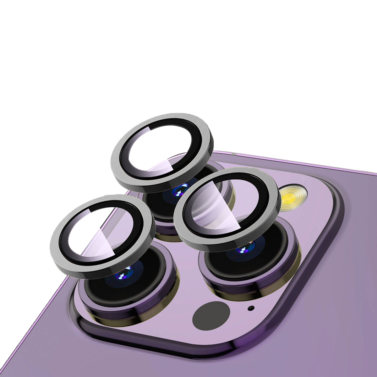 iPhone Uyumlu 15 Pro Max Zore CL-12 Premium Safir Parmak İzi Bırakmayan Anti-Reflective Kamera Lens Koruyucu-Koyu gri