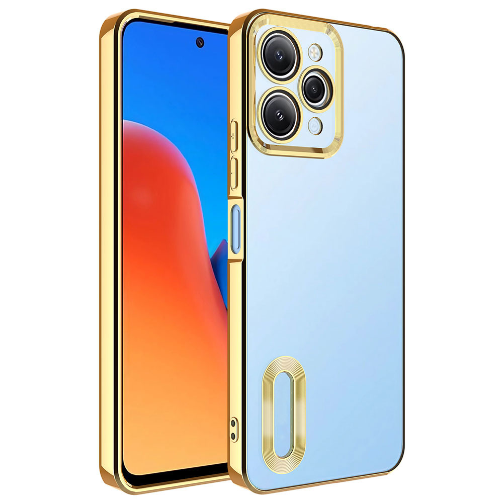 Xiaomi Uyumlu  Redmi 12 Kılıf Kamera Korumalı Logo Gösteren Zore Omega Kapak-Gold