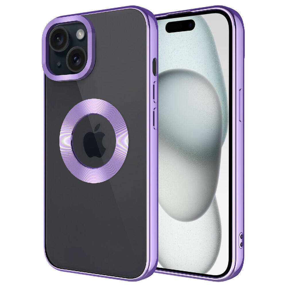 iPhone Uyumlu 15 Kılıf Kamera Korumalı Logo Gösteren Zore Omega Kapak-Lila