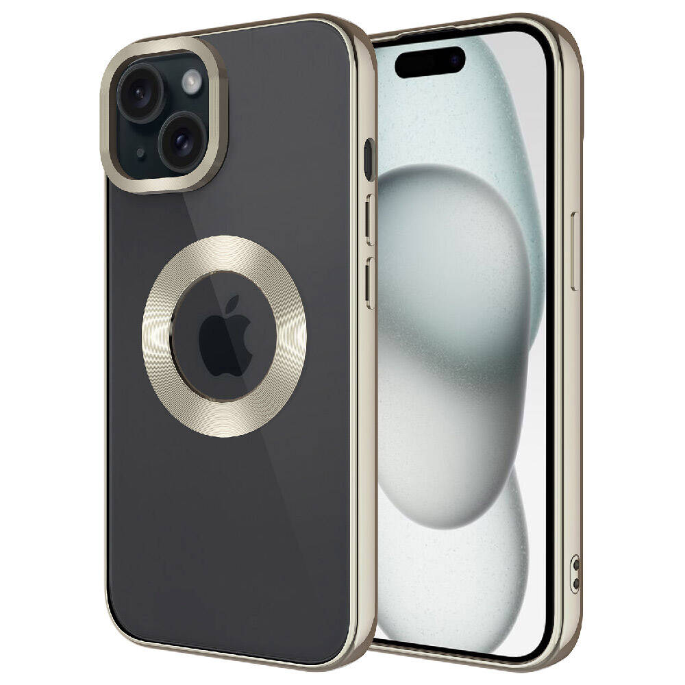 iPhone Uyumlu 15 Kılıf Kamera Korumalı Logo Gösteren Zore Omega Kapak-Titanyum
