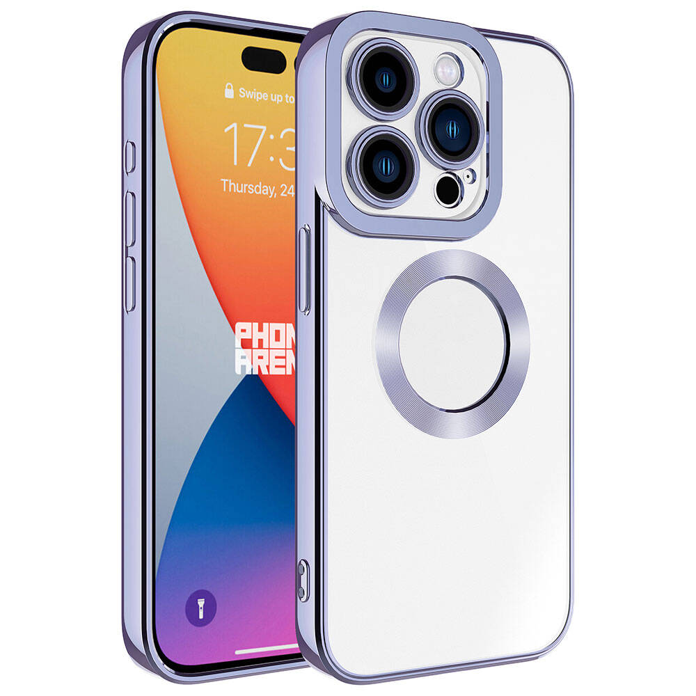 iPhone Uyumlu 15 Pro Kılıf Kamera Korumalı Logo Gösteren Zore Omega Kapak-Lila