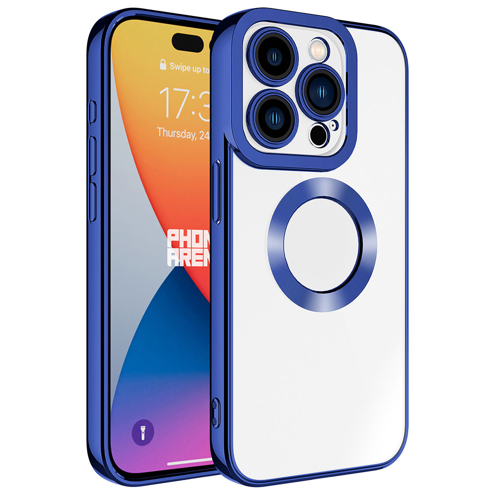 iPhone Uyumlu 15 Pro Max Kılıf Kamera Korumalı Logo Gösteren Zore Omega Kapak-Midnight