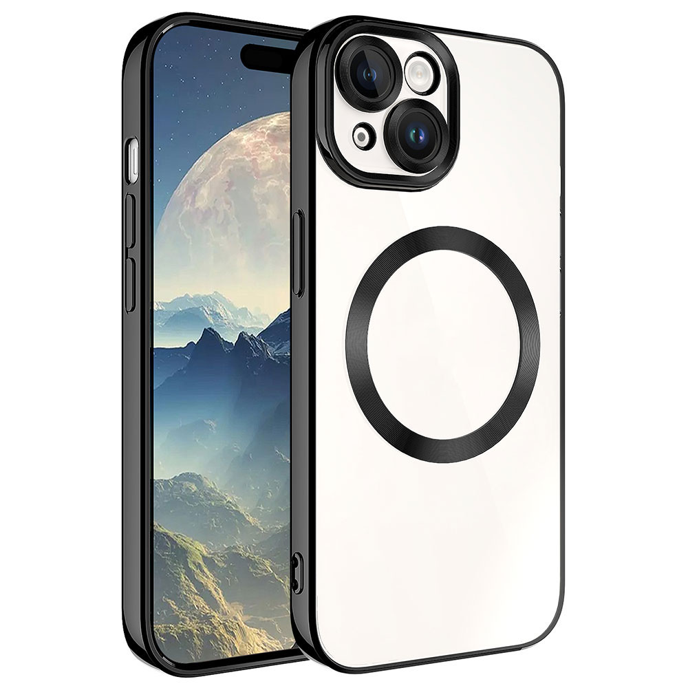 iPhone Uyumlu 15 Kılıf M-safe Wireless Şarj Özellikli Zore Setro Silikon-Siyah