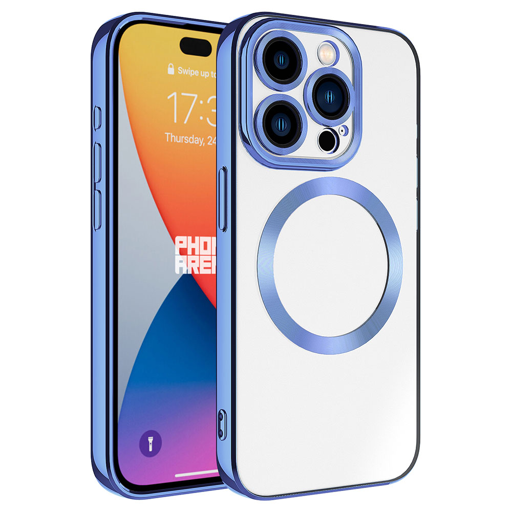 iPhone Uyumlu 15 Pro Max Kılıf M-safe Wireless Şarj Özellikli Zore Setro Silikon-Midnight