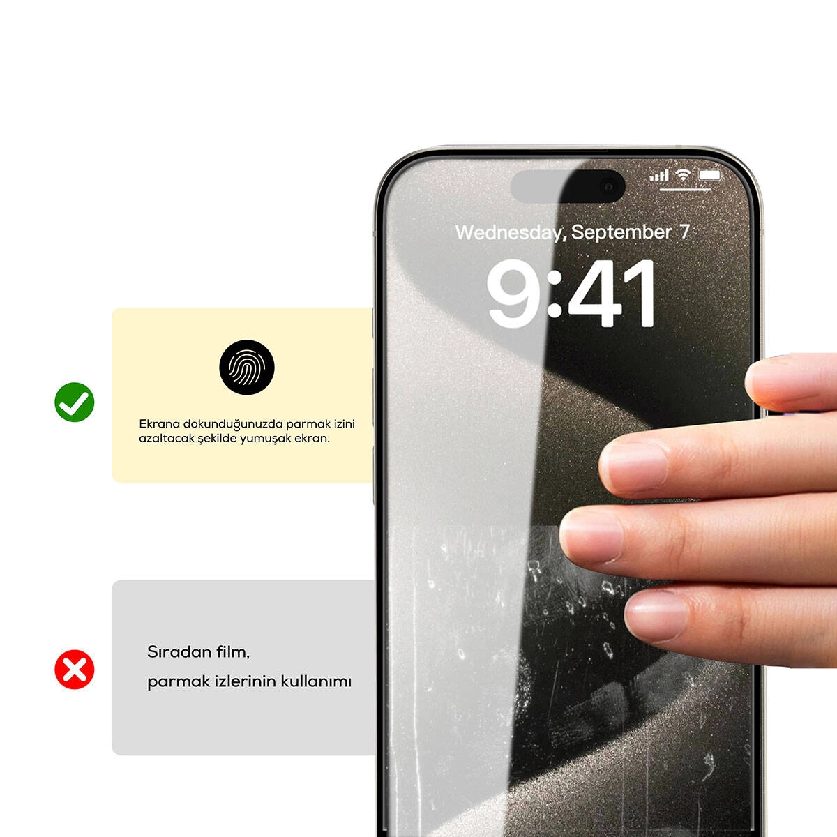 iPhone Uyumlu 15 Pro Max Zore Rika Premium Hayalet Temperli Cam Ekran Koruyucu