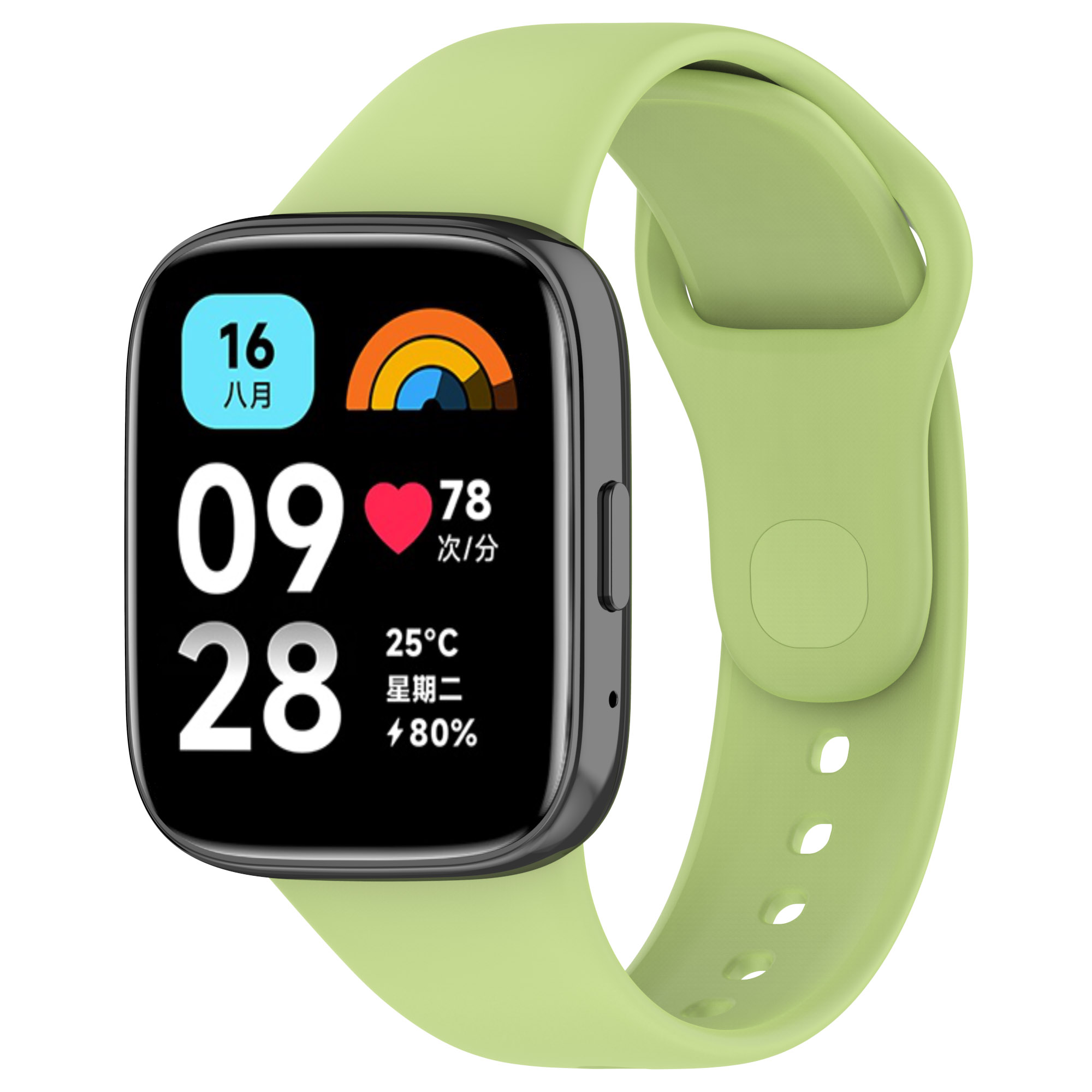 Xiaomi Uyumlu  Redmi Watch 3 Active Zore Klasik Kordon-Açık yeşil