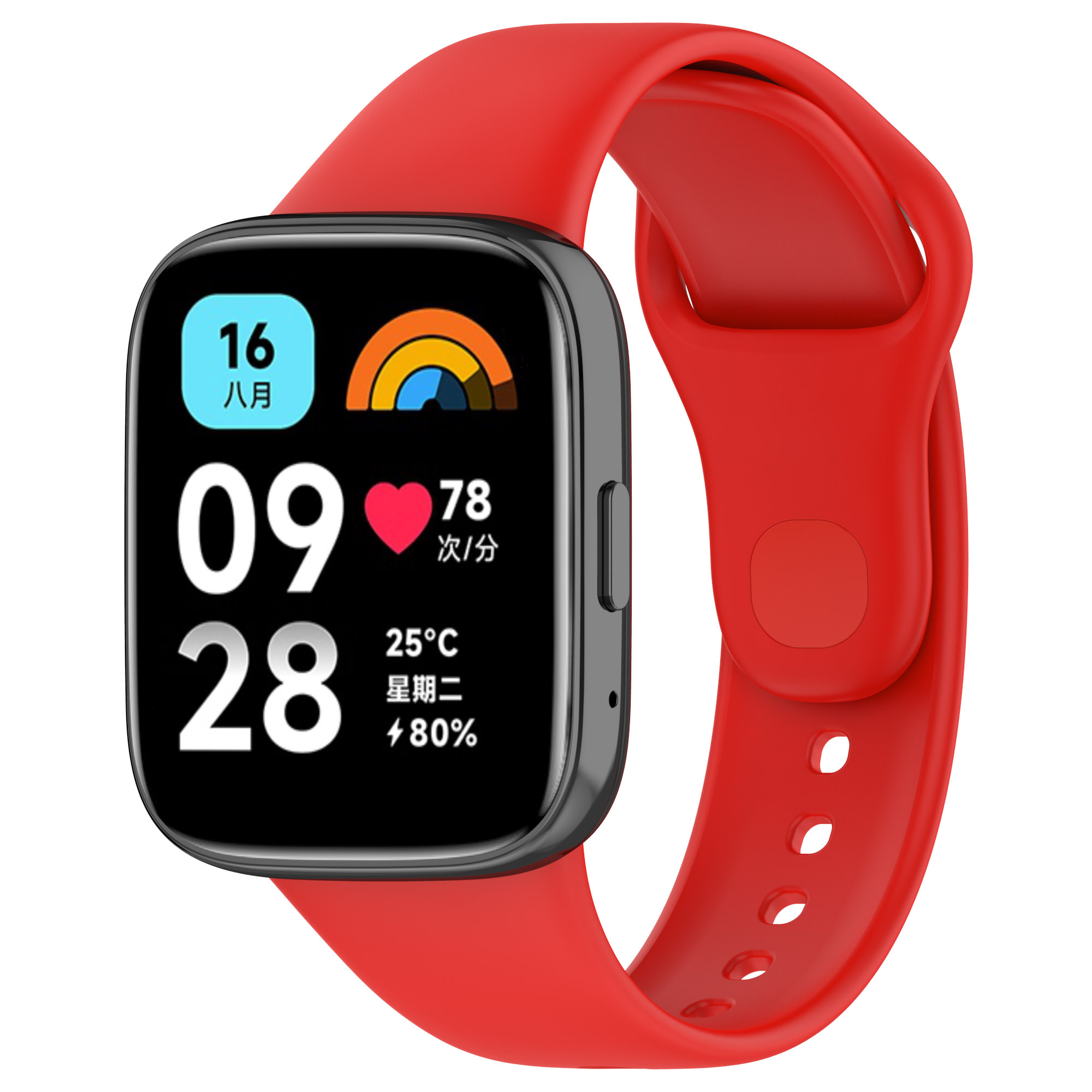 Xiaomi Uyumlu  Redmi Watch 3 Active Zore Klasik Kordon-Kırmızı