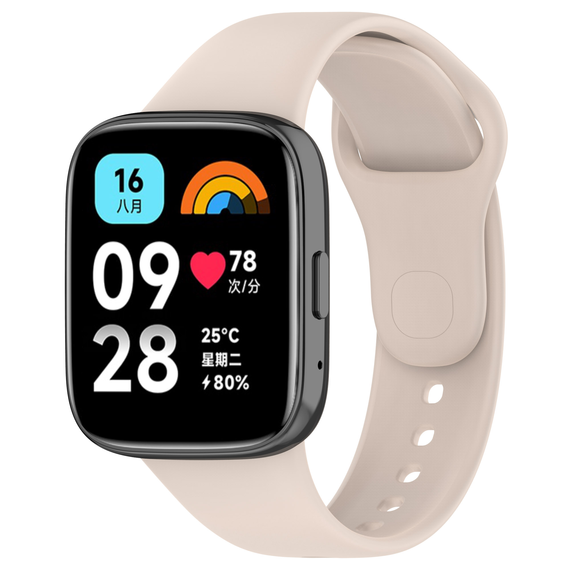 Xiaomi Uyumlu  Redmi Watch 3 Active Zore Klasik Kordon-Krem