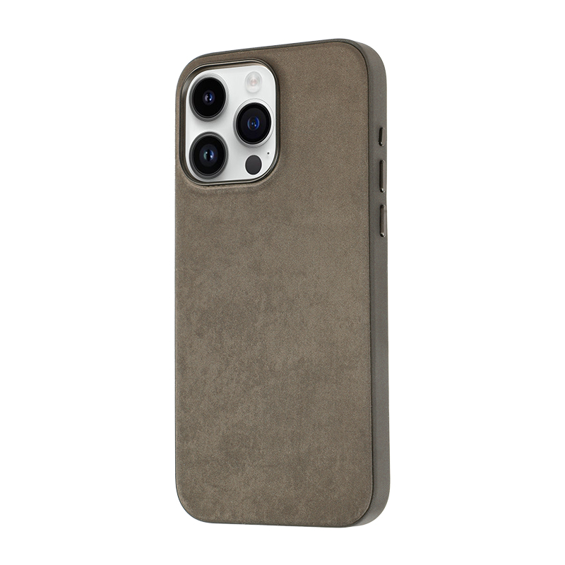 iPhone Uyumlu 15 Pro Kılıf Zore Mikro Fiber Mimoza Kapak-Kahverengi