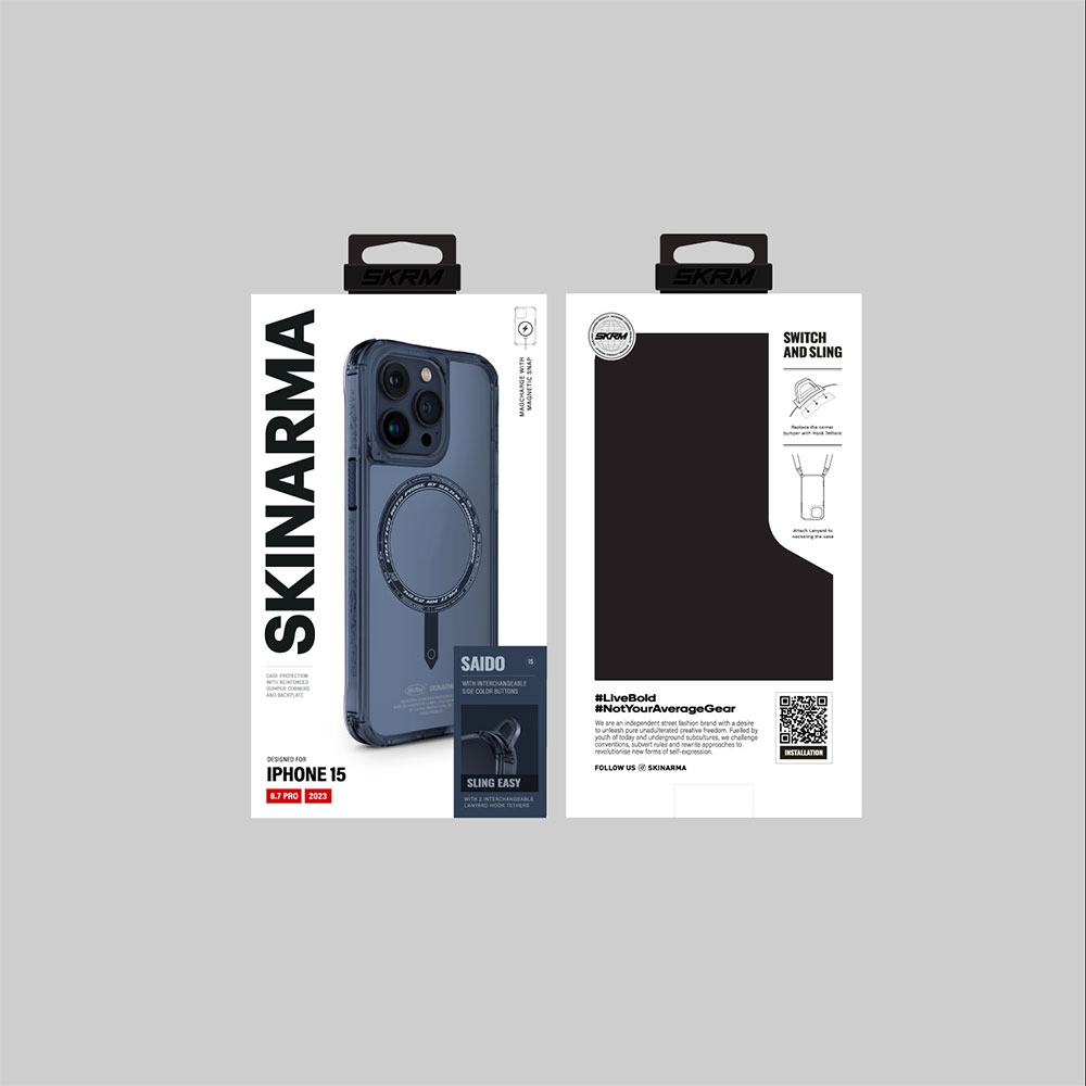 iPhone Uyumlu 15 Pro Max Kılıf SkinArma Şeffaf Airbag Tasarımlı M-safe Şarj Özellikli Saido Kapak