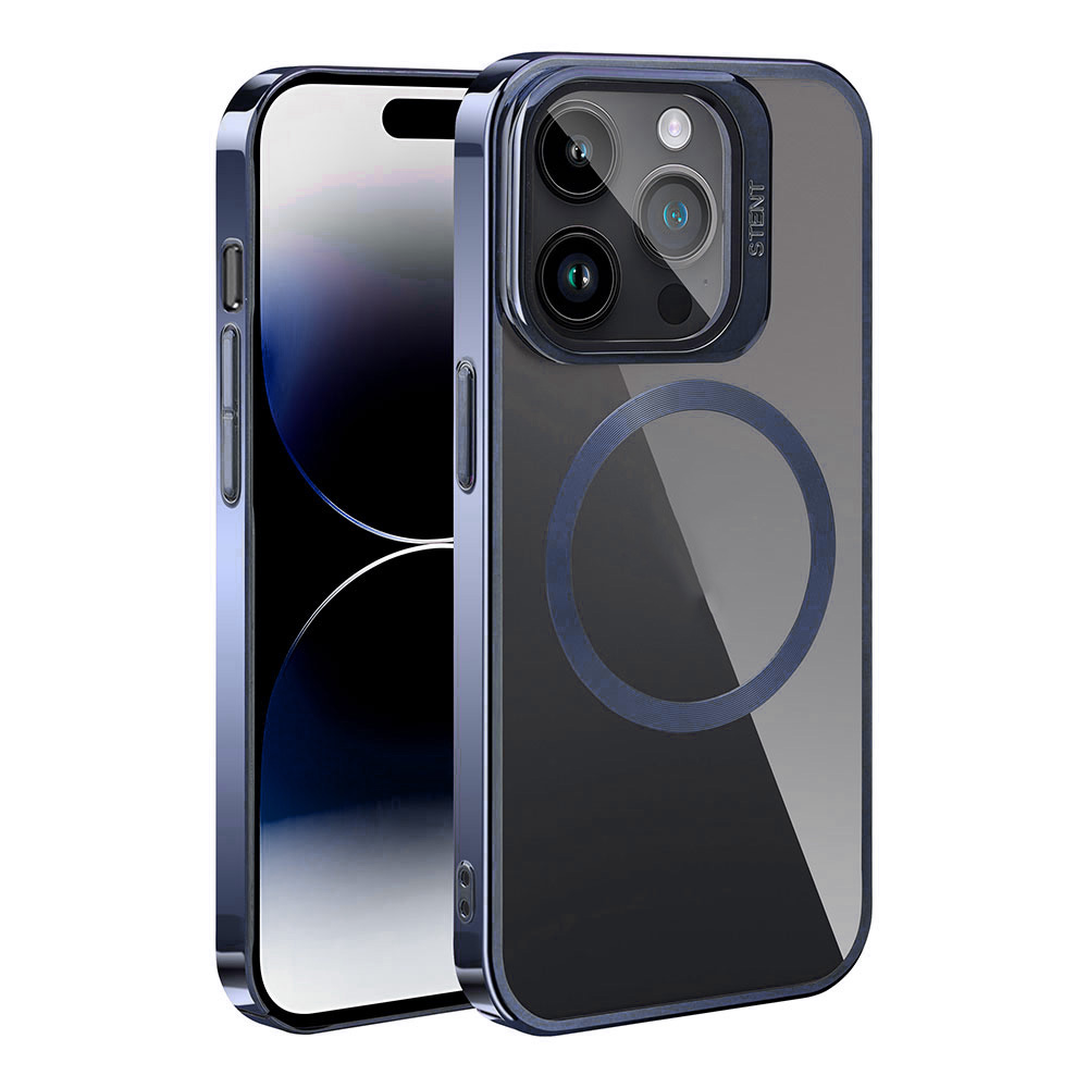 iPhone Uyumlu 15 Pro Kılıf M-safe Şarj Özellikli Standlı Zore Klon Kapak-Lacivert