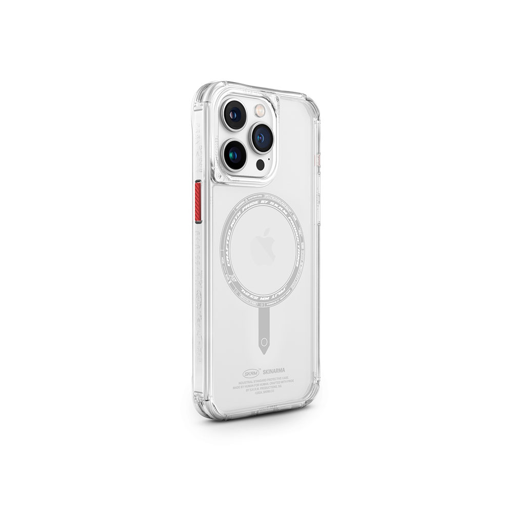 iPhone Uyumlu 15 Pro Kılıf SkinArma Şeffaf Airbag Tasarımlı M-safe Şarj Özellikli Saido Kapak-Renksiz