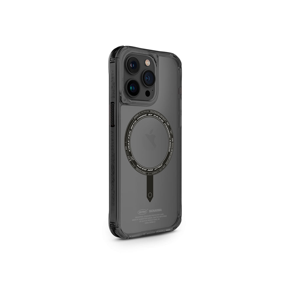 iPhone Uyumlu 15 Pro Kılıf SkinArma Şeffaf Airbag Tasarımlı M-safe Şarj Özellikli Saido Kapak-Siyah