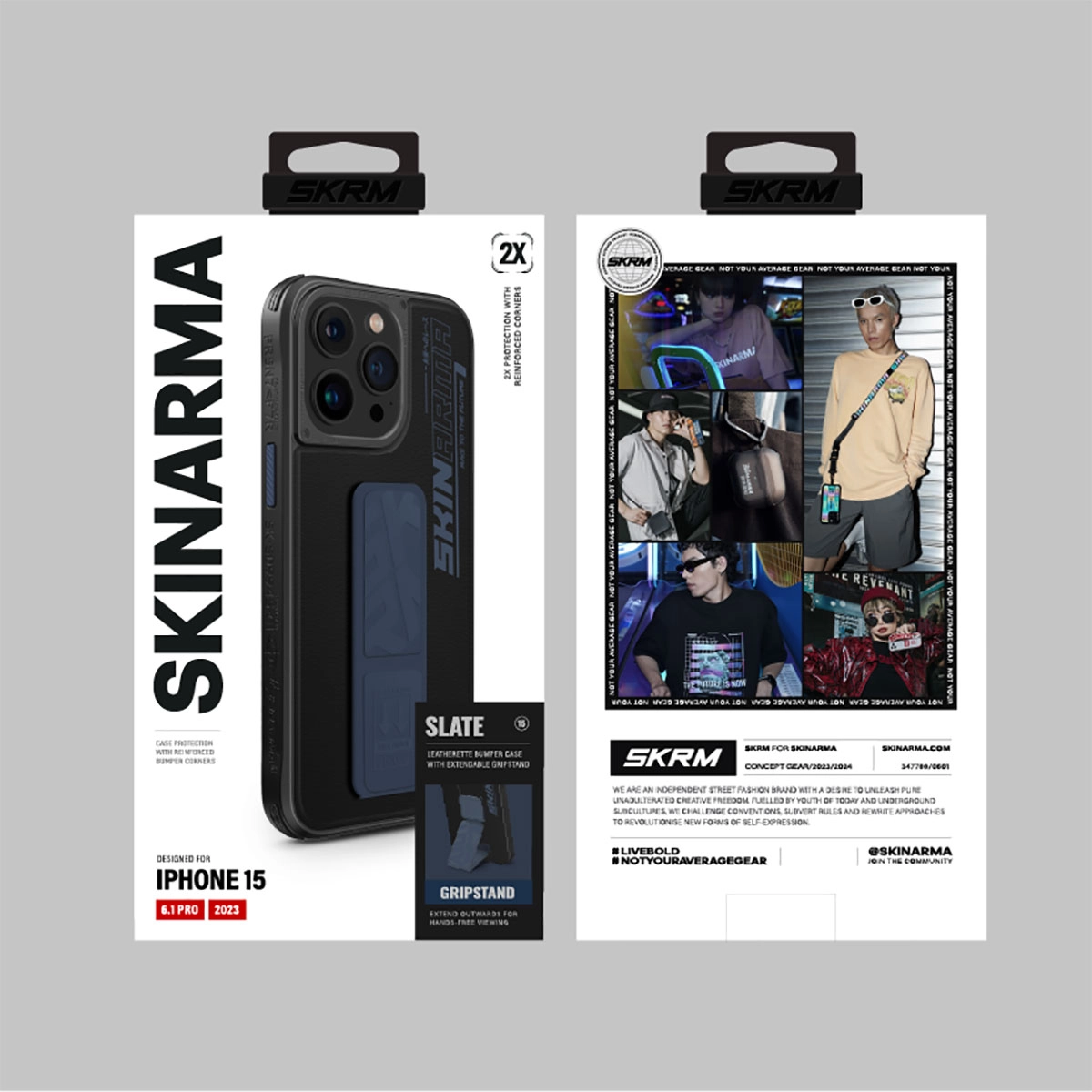 iPhone Uyumlu 15 Pro Kılıf SkinArma Standlı Deri Görünümlü Slate Kapak