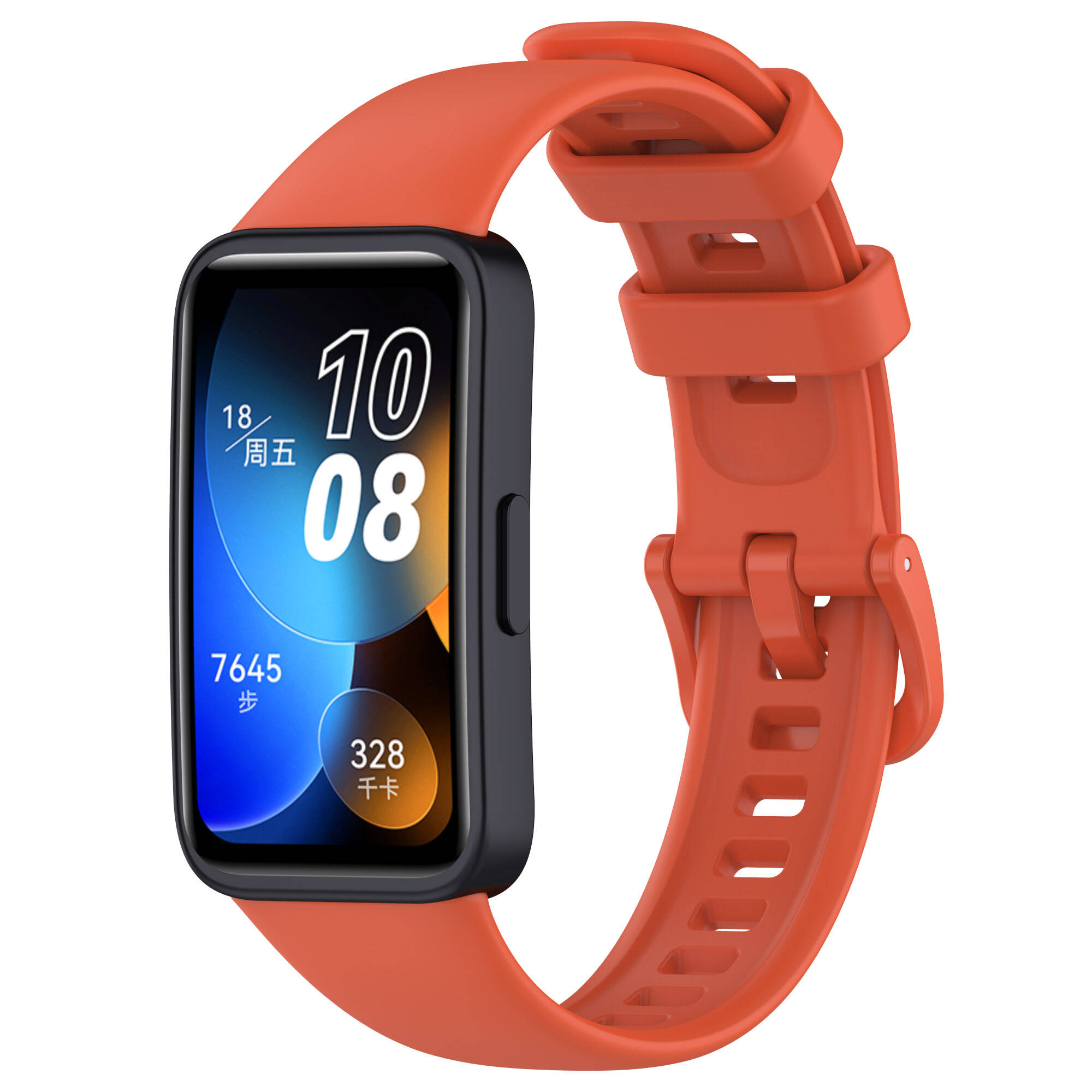 Huawei Uyumlu Band 8 Zore Klasik Kordon-Turuncu
