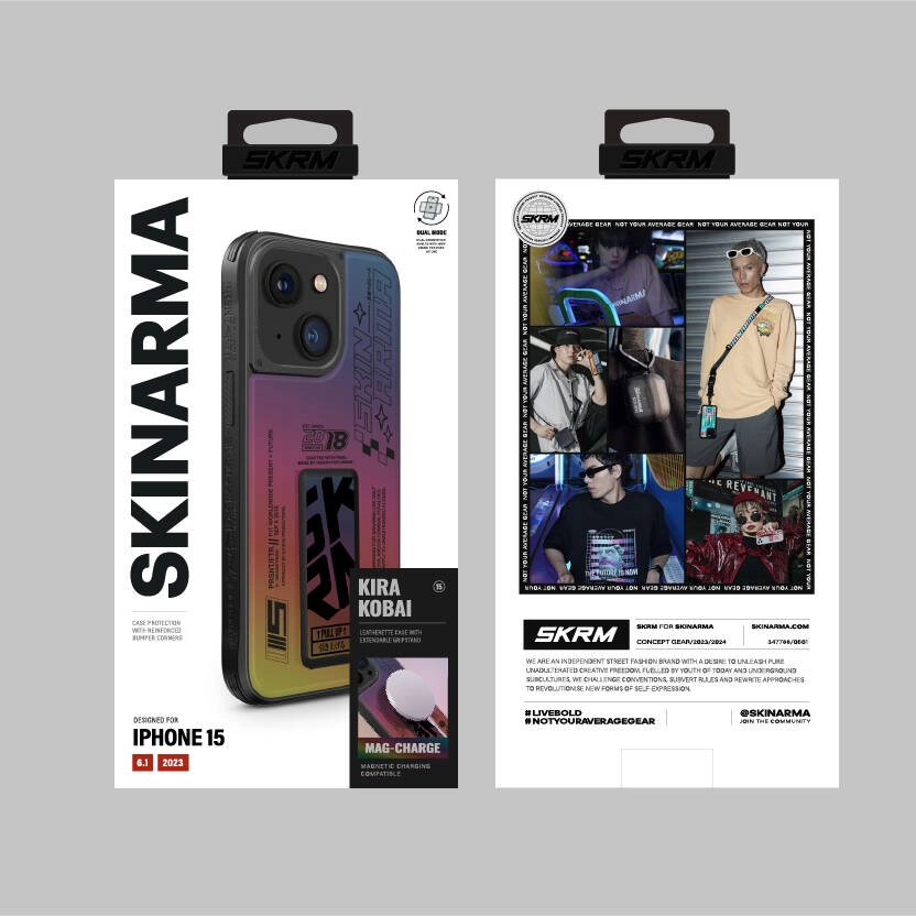 iPhone Uyumlu 15 Kılıf SkinArma Holografik Tasarımlı Standlı Deri Görünümlü Kira Kobai Kapak