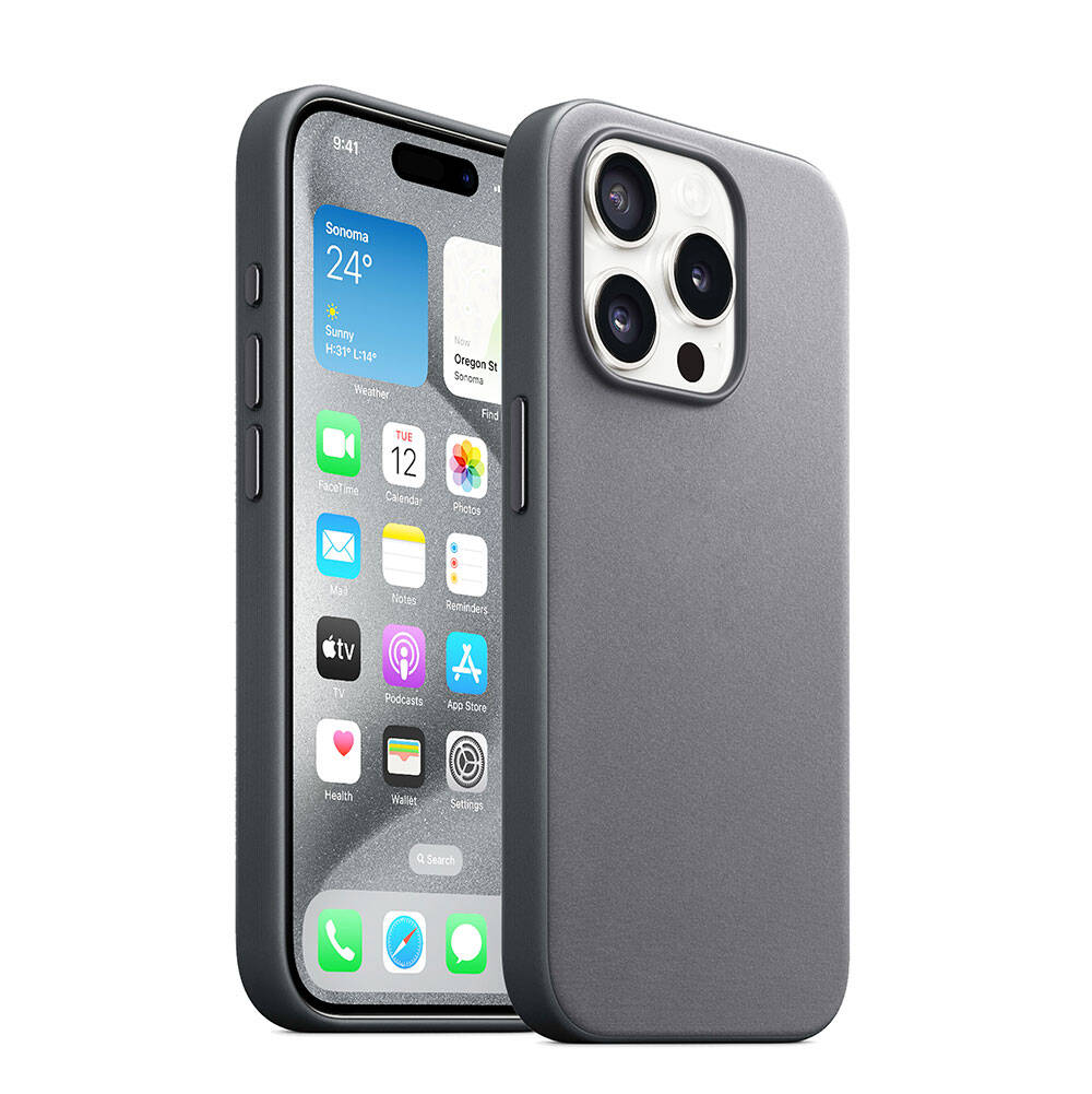 iPhone Uyumlu 15 Pro Kılıf Zore M-safe Şarj Özellikli Mikro Fiber Optimal Kapak-Gri