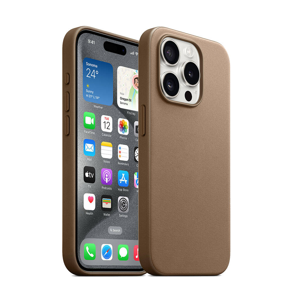 iPhone Uyumlu 15 Pro Max Kılıf Zore M-safe Şarj Özellikli Mikro Fiber Optimal Kapak-Kahverengi