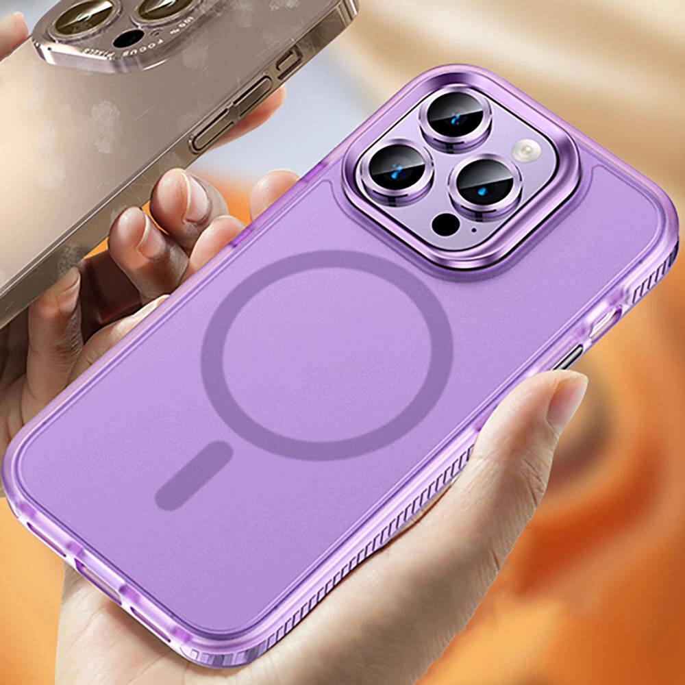 iPhone Uyumlu 15 Pro Kılıf Airbagli M-safe Wireless Şarj Özellikli Lens Koruyuculu Zore Klaptika Kapak
