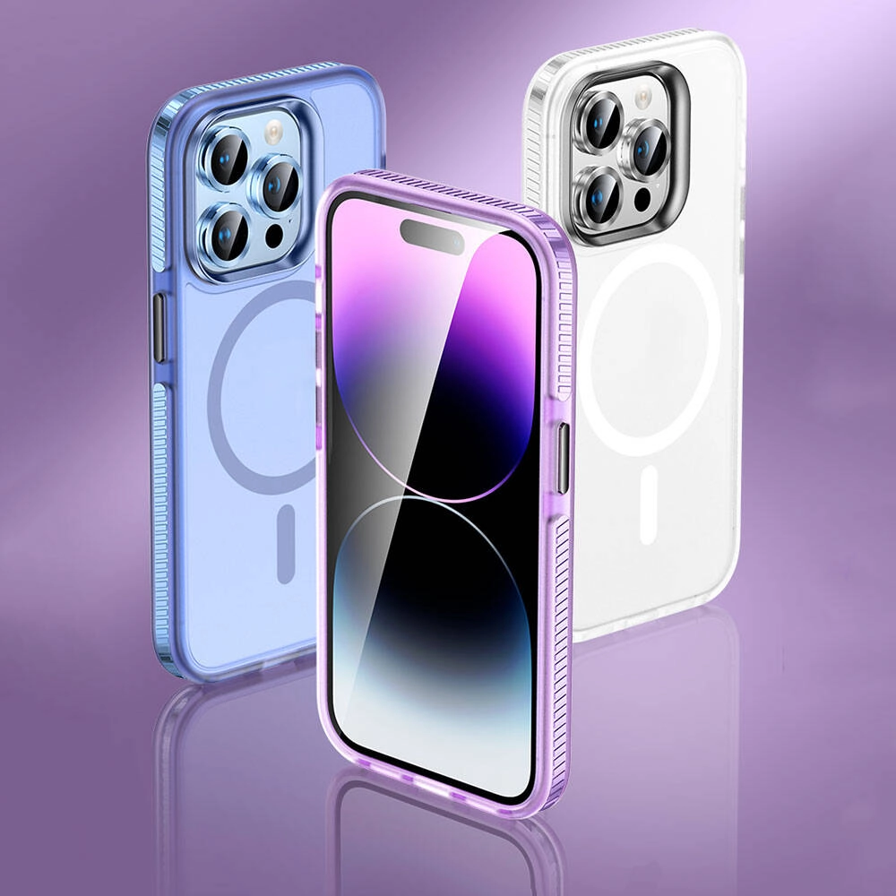 iPhone Uyumlu 15 Pro Kılıf Airbagli M-safe Wireless Şarj Özellikli Lens Koruyuculu Zore Klaptika Kapak
