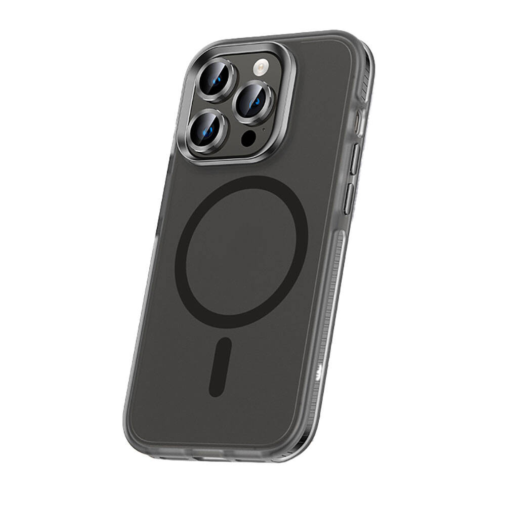 iPhone Uyumlu 15 Pro Kılıf Airbagli M-safe Wireless Şarj Özellikli Lens Koruyuculu Zore Klaptika Kapak