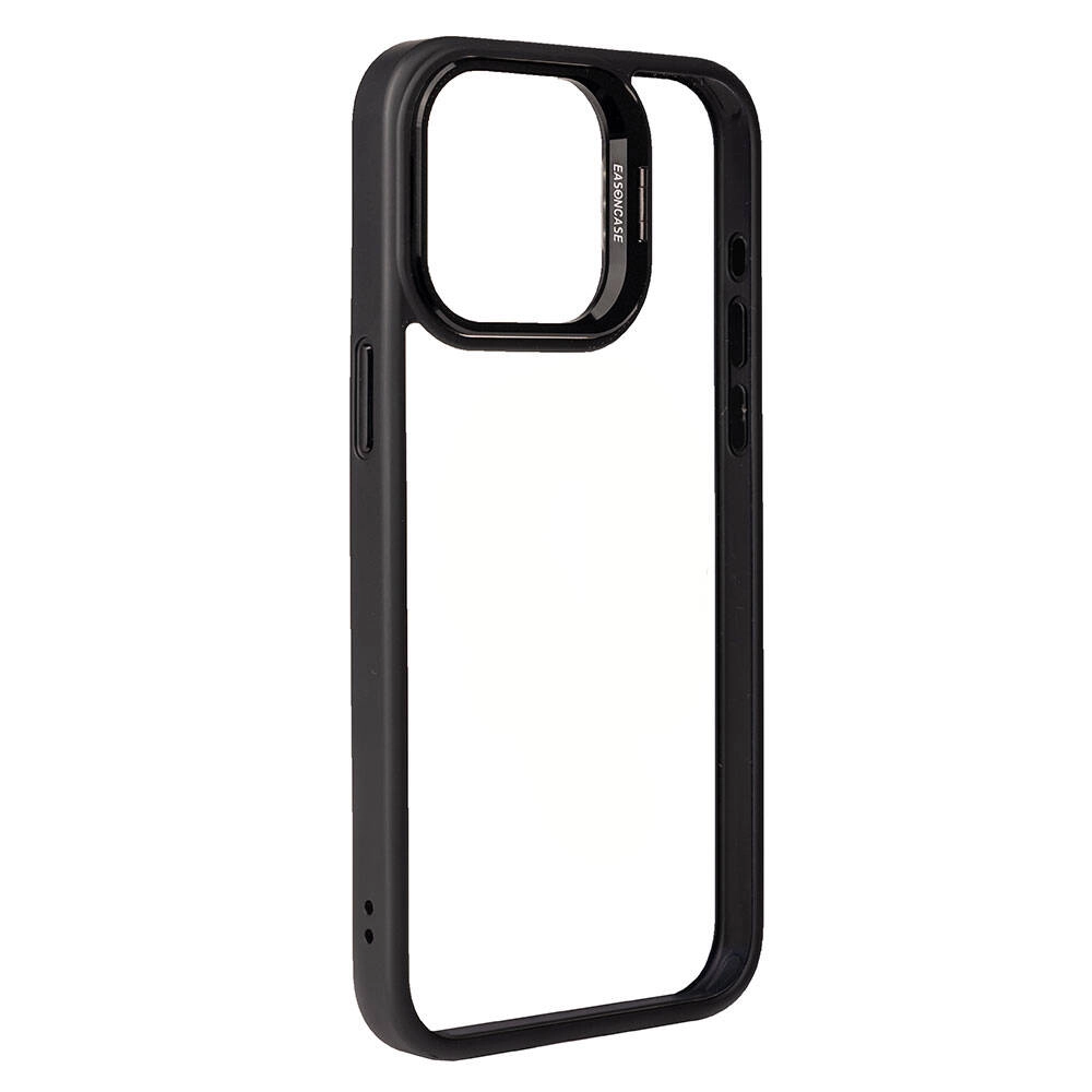 iPhone Uyumlu 15 Pro Kılıf Kamera Lens Korumalı Standlı Zore Klon Lensli Kapak