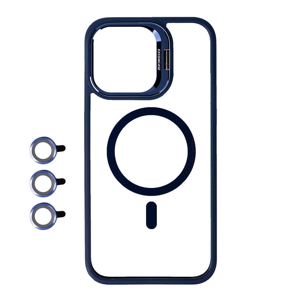 iPhone Uyumlu 15 Pro Max Kılıf M-safe Şarj Özellikli Standlı Zore M-safe Klon Lensli Kapak