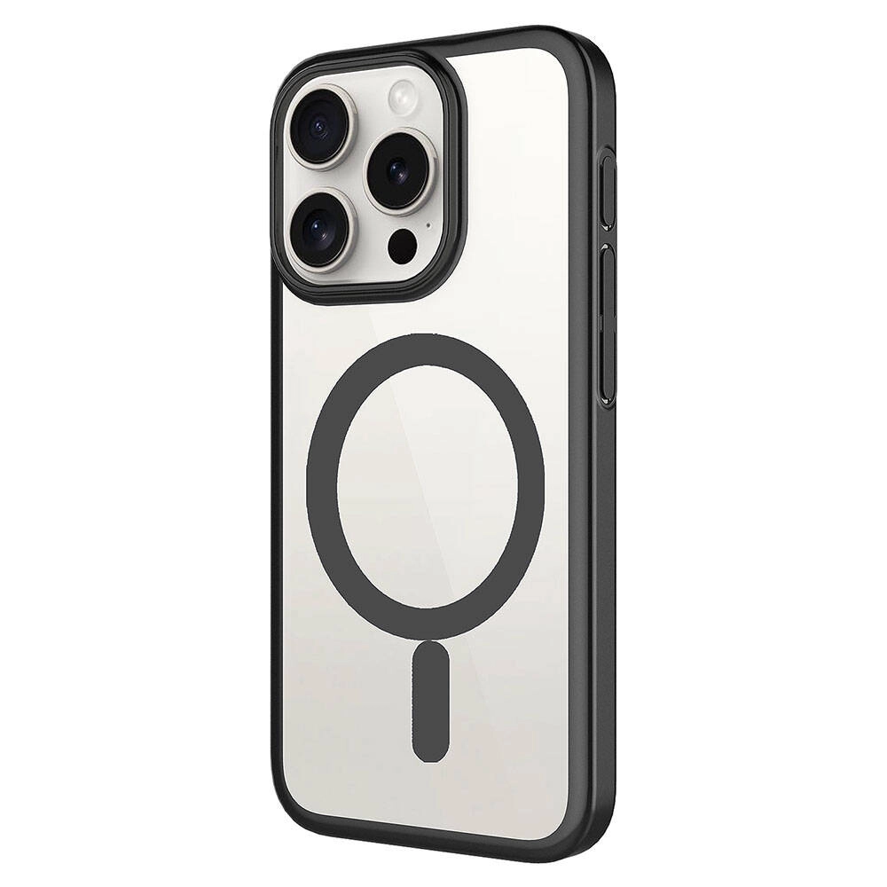 iPhone Uyumlu 15 Pro Max Kılıf Wireless Şarj Özellikli Sert PC Zore Mat Riksos M-safe Kapak