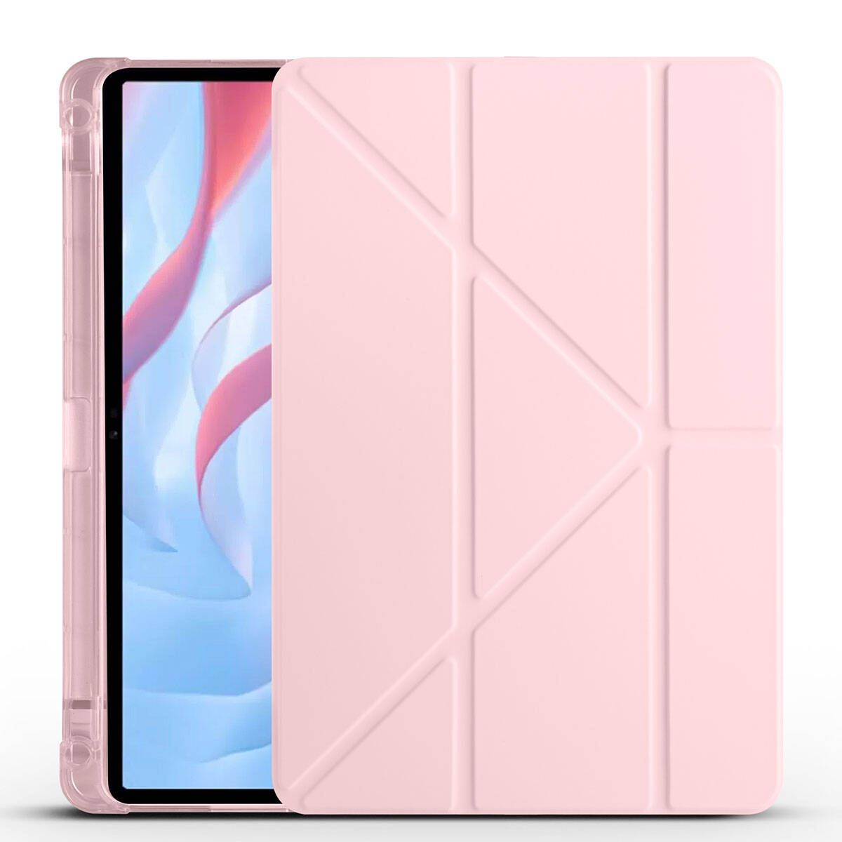Huawei Uyumlu Honor Pad X9 11.5’ Kılıf Zore Tri Folding Kalem Bölmeli Standlı Kılıf-Rose gold