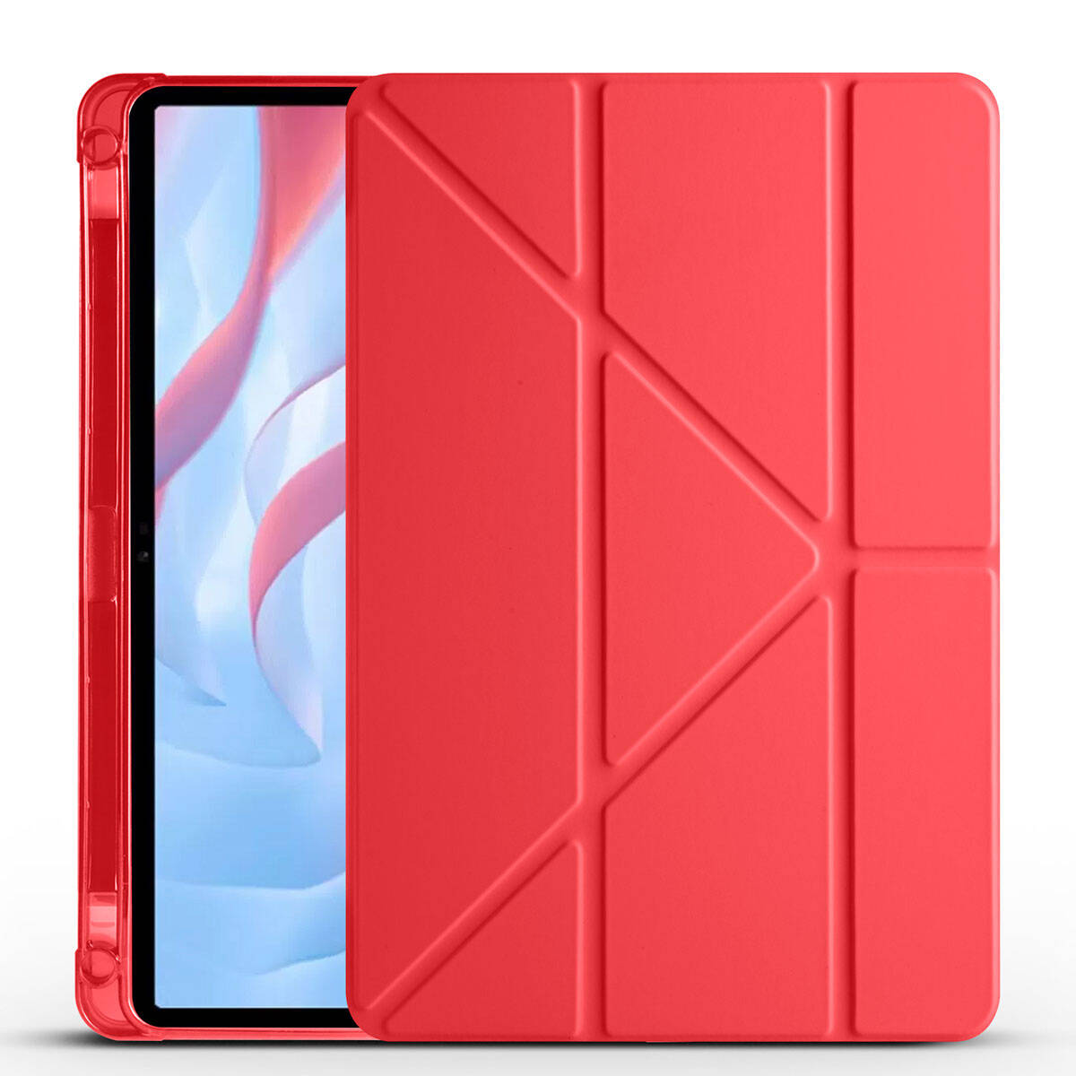 Huawei Uyumlu Honor Pad X8 Pro 11.5’ Kılıf Zore Tri Folding Kalem Bölmeli Standlı Kılıf-Kırmızı