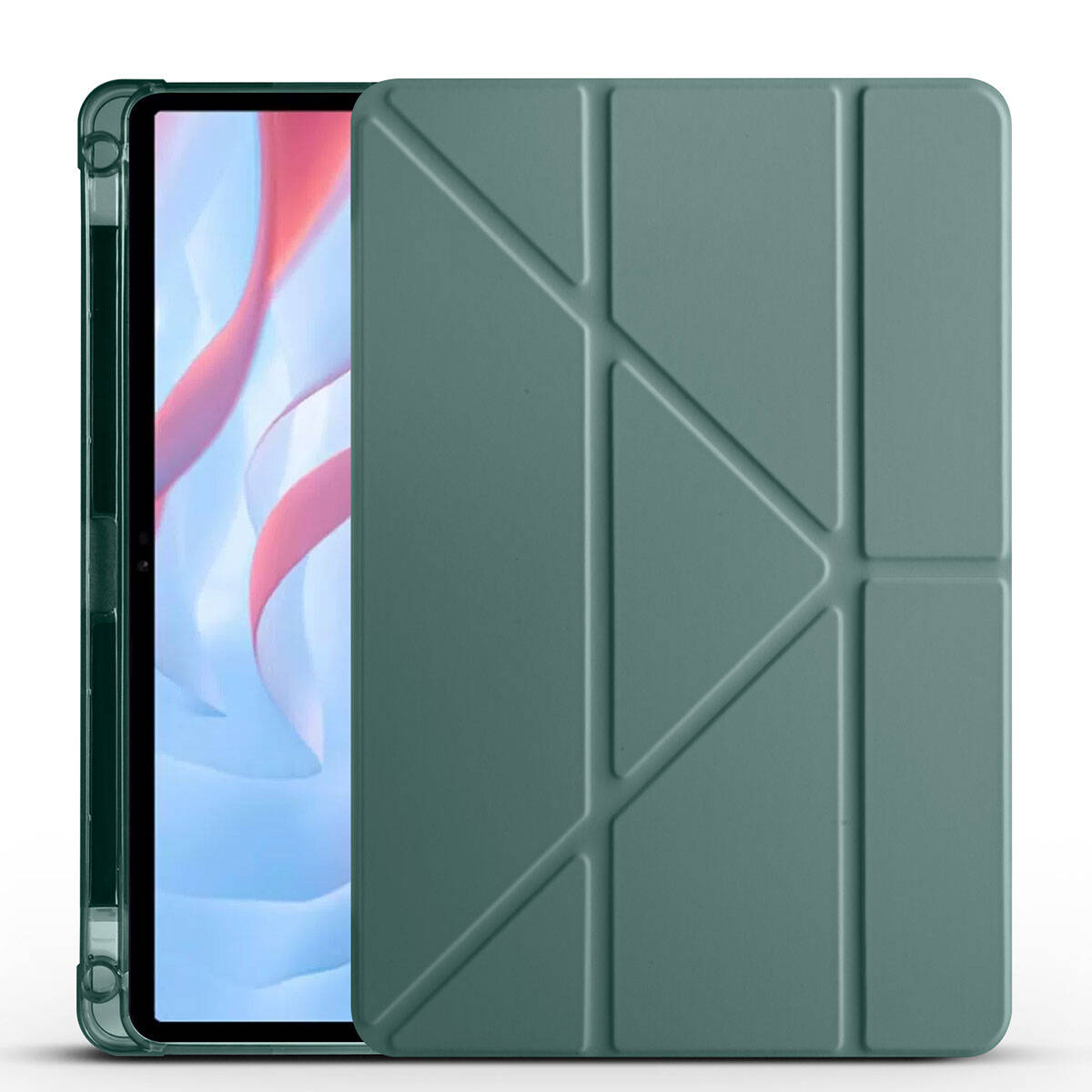 Huawei Uyumlu Honor Pad X8 Pro 11.5’ Kılıf Zore Tri Folding Kalem Bölmeli Standlı Kılıf-Koyu yeşil