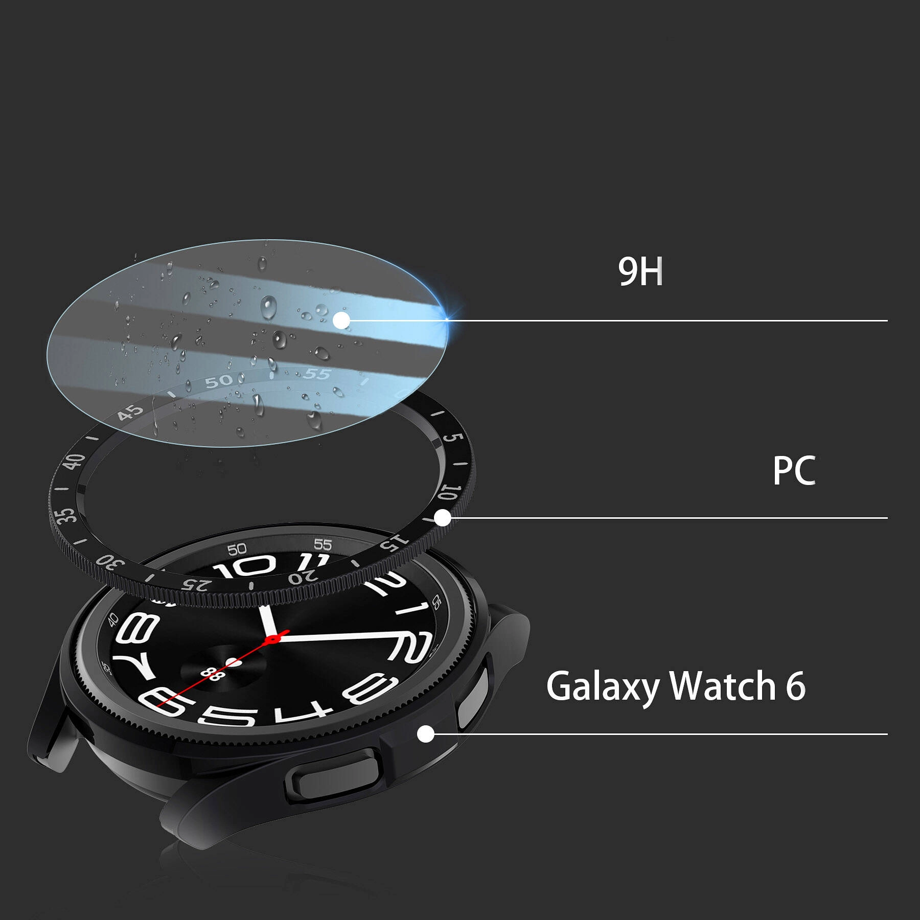 Galaxy Uyumlu Watch 6 Classic 43mm Sert PC Kasa ve Ekran Koruyucu Zore Sport Watch Gard 29