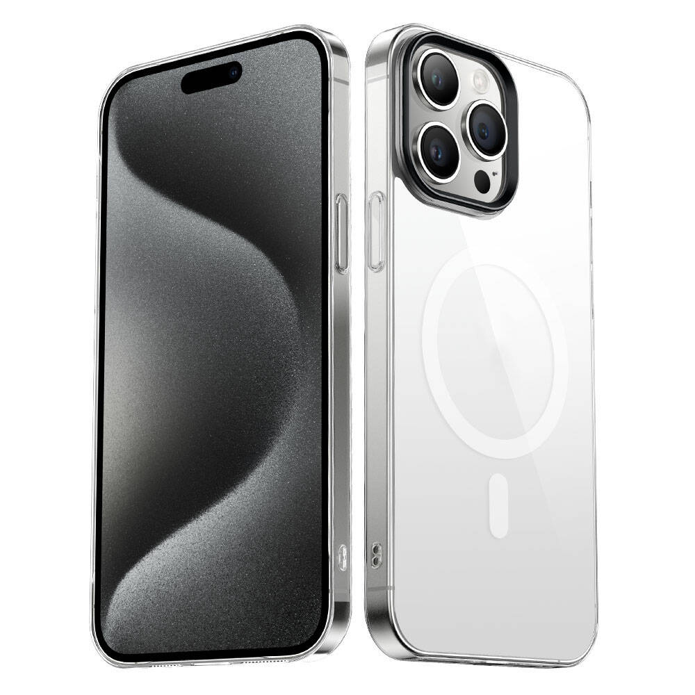 iPhone Uyumlu 15 Pro Max Kılıf Zore Wireless Şarj Özellikli Şeffaf G-Cam Kapak-Siyah