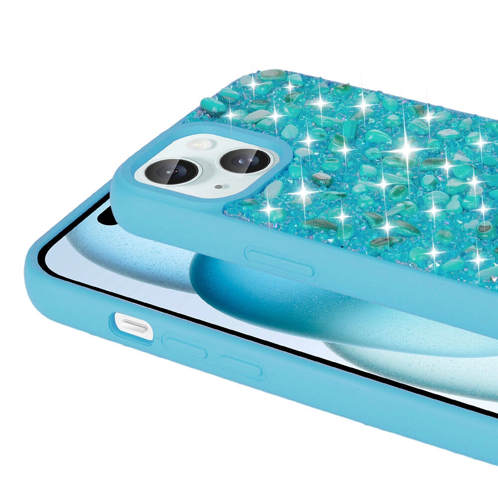 iPhone Uyumlu 15 Kılıf Parlak Taşlı Tasarım Zore Linea Diamond Kapak