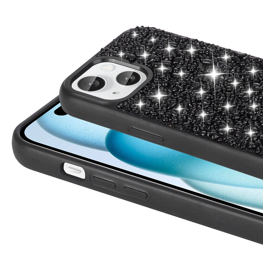 iPhone Uyumlu 15 Kılıf Parlak Taşlı Tasarım Zore Linea Diamond Kapak